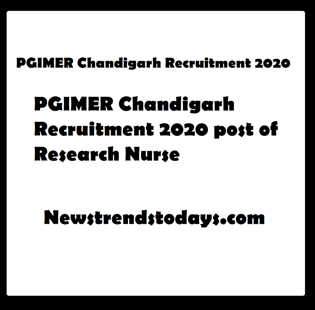 PGIMER Chandigarh Recruitment 2020