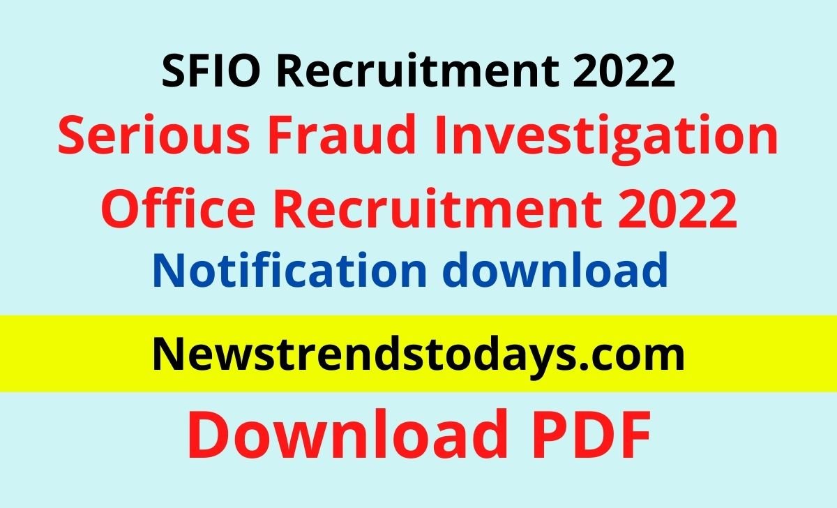 SFIO Recruitment 2022
